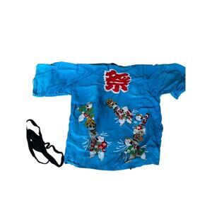 Vintage 80s Kids Boy Matsuri Japanese Haori Jacket Blue Size 2T